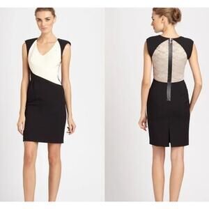Black Halo Jagger Dress Size 8 Black White Lace Back Mini Knee Length Cocktail